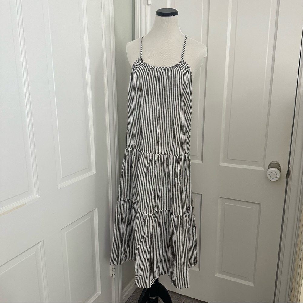NWT Raviya Black White Stripe Cover Up Swimsuit Midi Dress Small - Picture 2 of 9